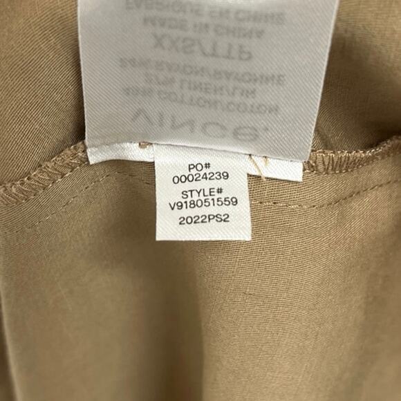 VINCE Shaped-Collar V-Neck Midi Shirtdress Classic Chic Minimalist Neutral XXS - Picture 13 of 15